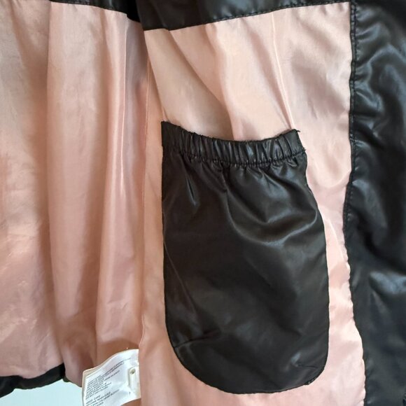 Michael Kors Kids Black Puffer Jacket Quilted Pink Fleece Lined MK Logo Zipper - Picture 11 of 16